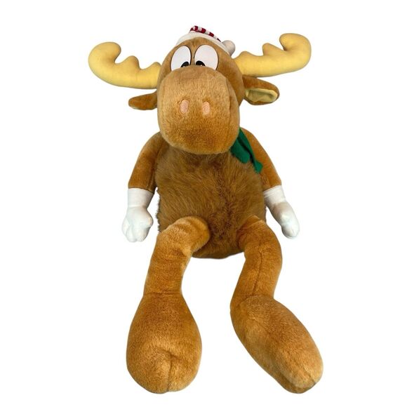 Vintage 90s Bullwinkle Moose Christmas Plush 24” Macy's Stuffed Animal Doll - Picture 3 of 10